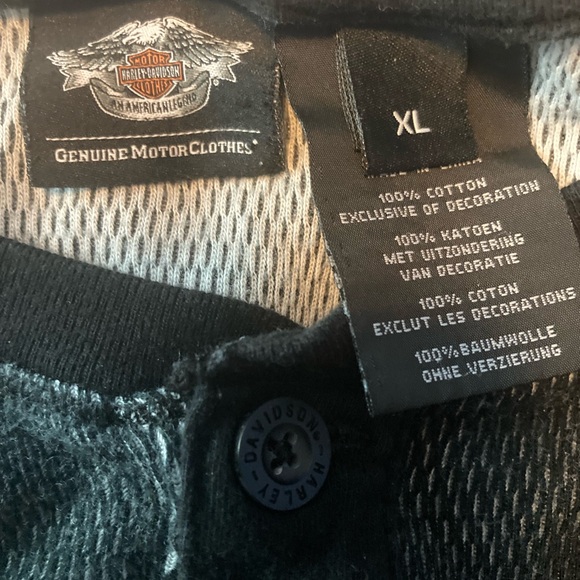 Harley-Davidson SZ XL Willie G Black Graphic long sleeve Henley 100% Cotton - Picture 7 of 12